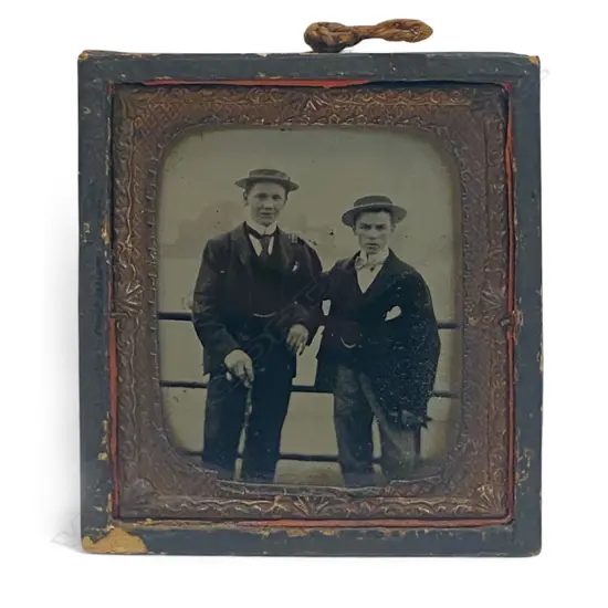 Ambrotype, paper covered frame - Two young men,